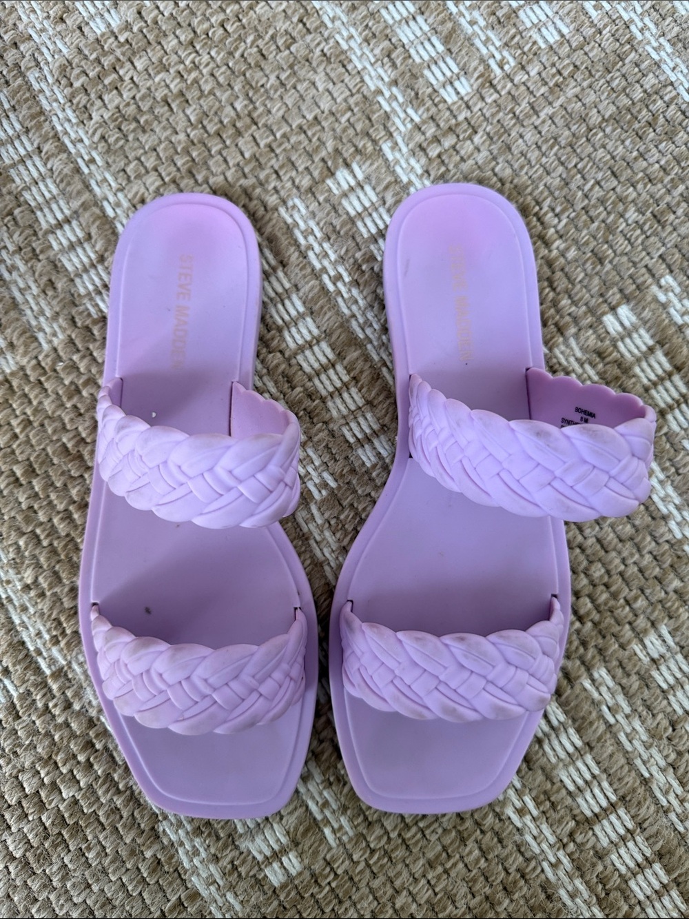 Steve Madden Lavender Braided Double-Strap Slide Sandals